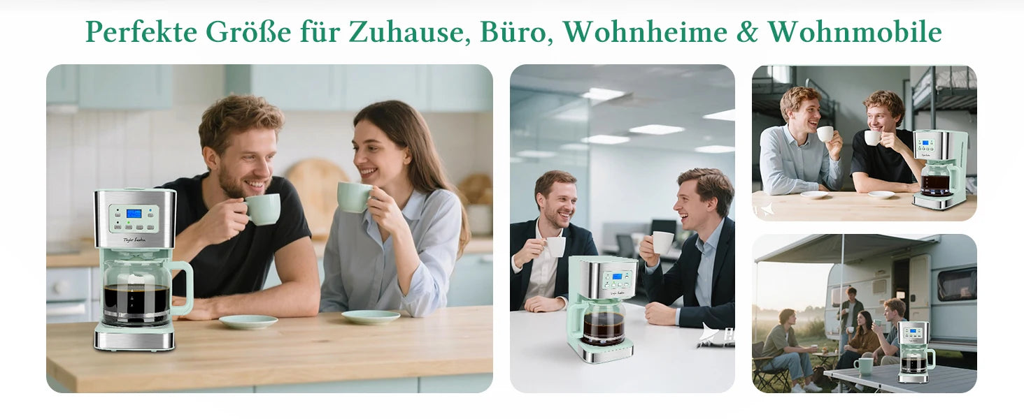 Coffee Maker with Timer, 1.5L Filter Coffee Maker, 12 Cups, Automatic Shut-Off, Drip Stop, Reusable Filter Motionshop