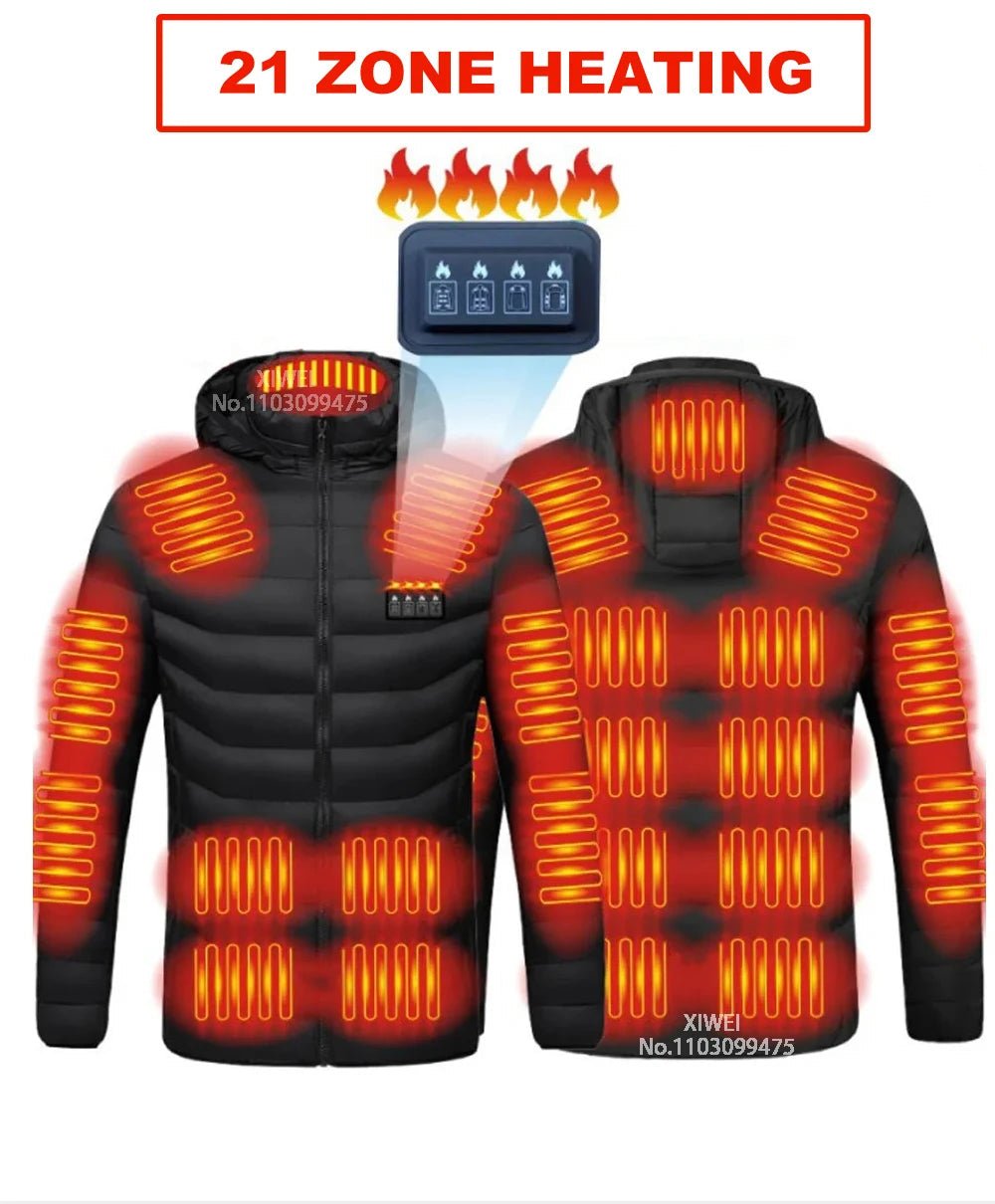 USB Self Heated Jacket Warm Coats Winter Thermal Skiing Camping Hiking Jacket