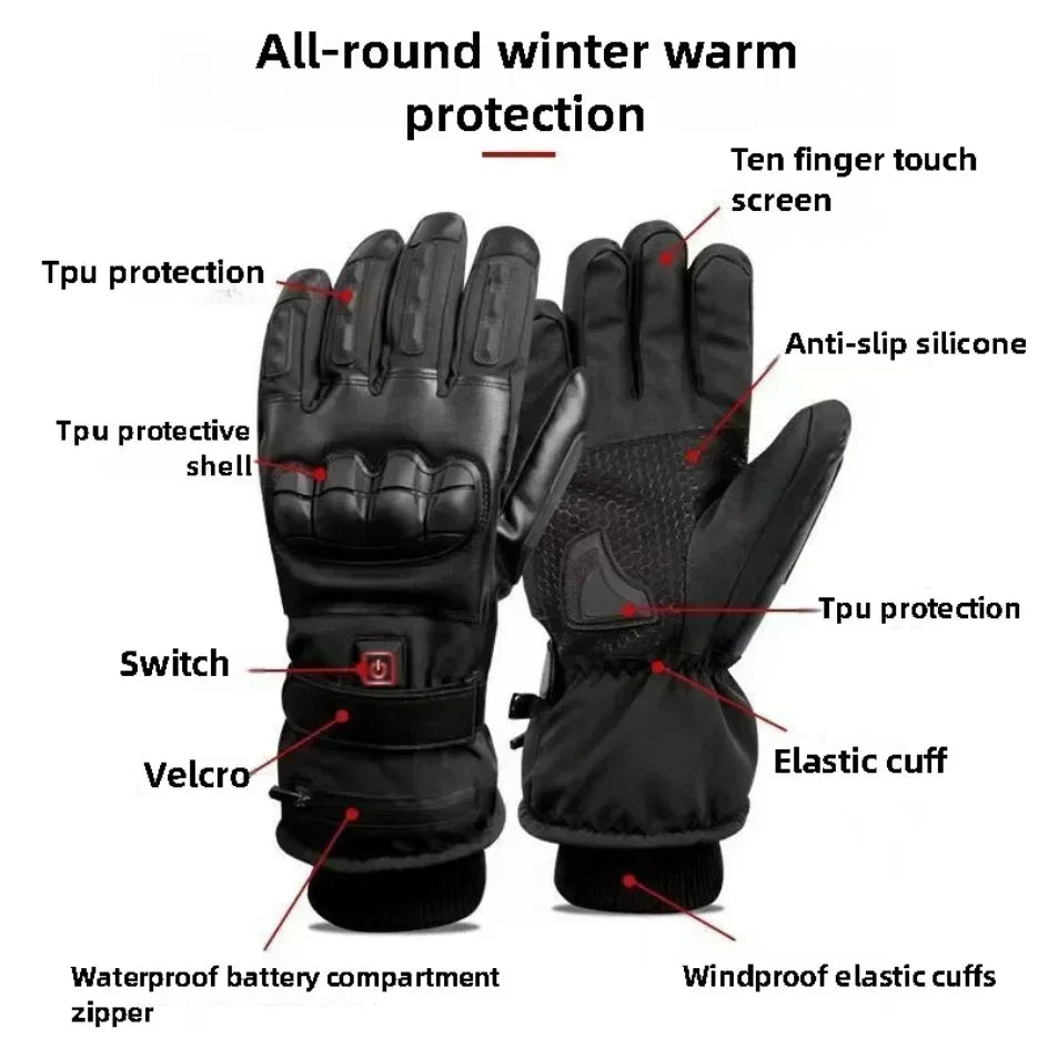 Electric Heated Gloves 5-7.4V Winter Waterproof Ski Gloves Warm Men Women Snow Warm Cycling Gloves Cold Weather Driving Biking