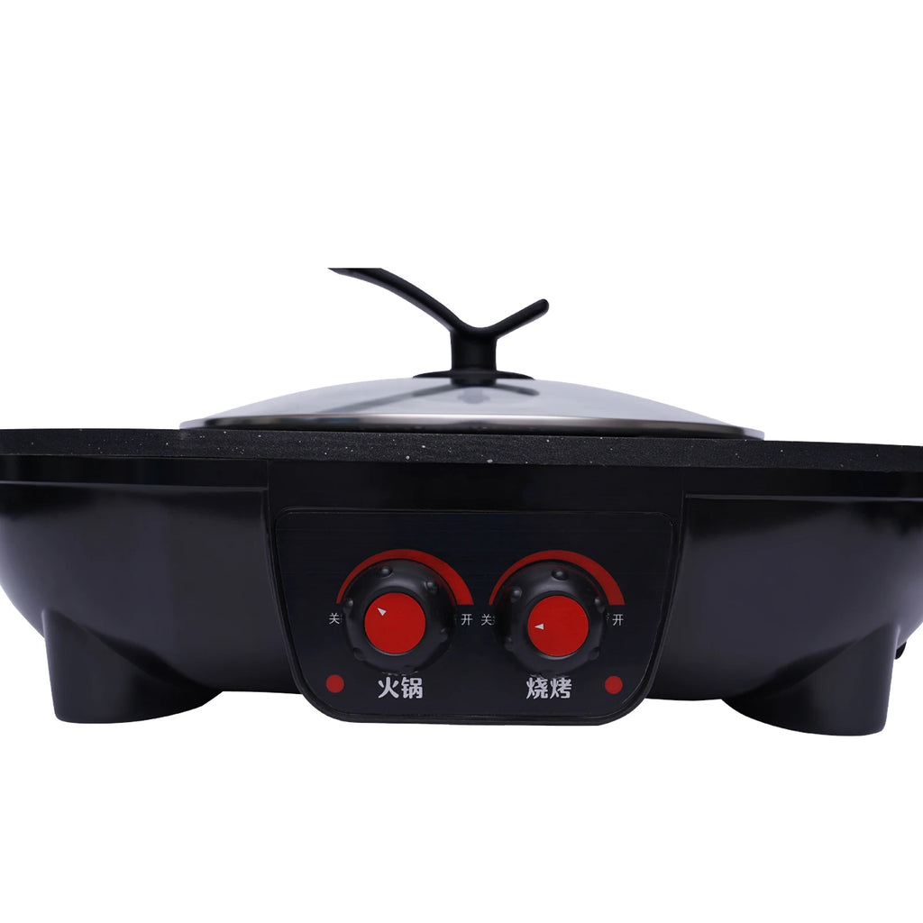 2-in-1 Electric Grill Hot Pot Electric Grill 2000W Hot Pot Shabu Shabu Hot Pot with Grill for 5-6 People