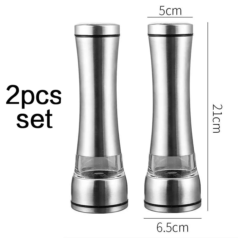 Stainless Steel Mill Glass Body Spice Salt and Pepper Grinder - Motionshop