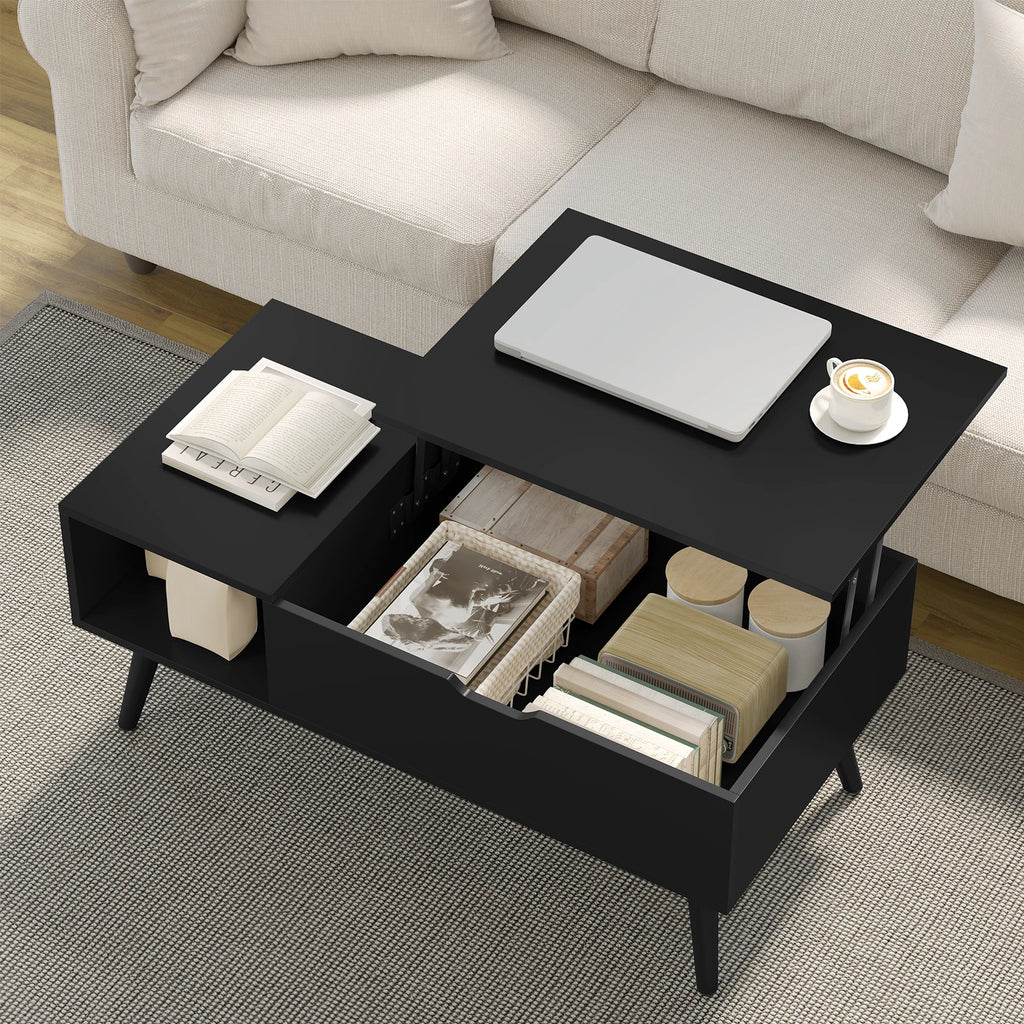 WOLTU Height-Adjustable Coffee Table Living Room Table with Hidden Storage Lifting Board Folding Table for Side Sofa Decor Home