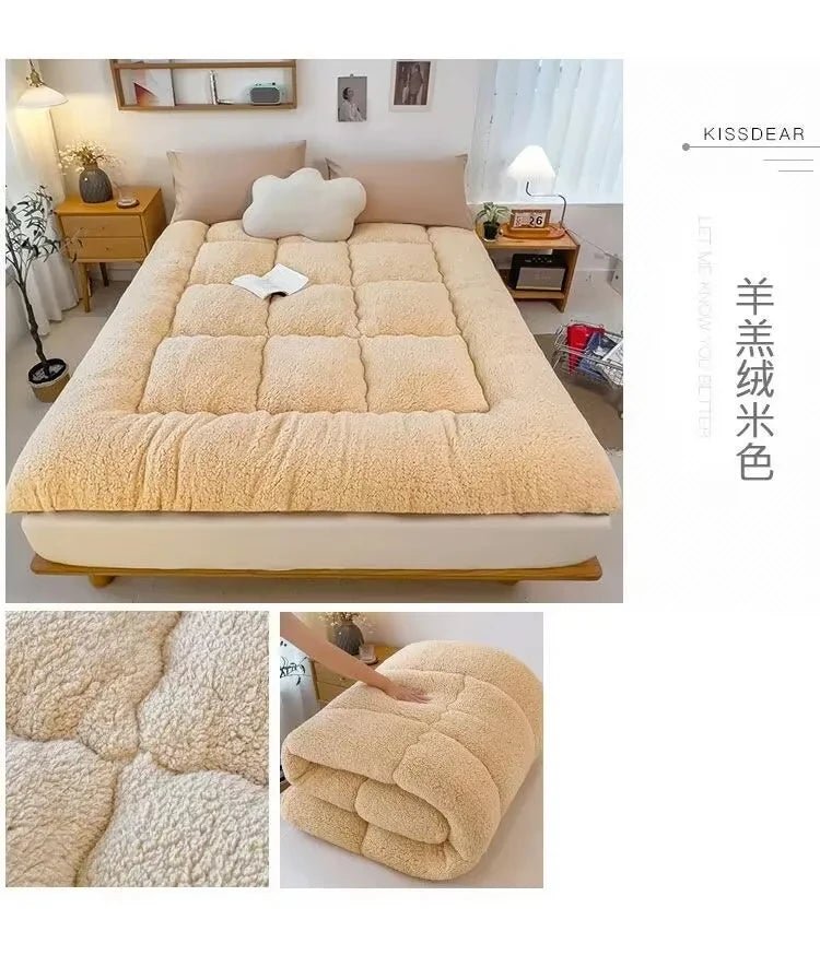 Mattress Topper Warm Lamb Fleece Mattress Upholstered Bed Winter Student Dormitory Sleeping Pad Single Double Floor Mat