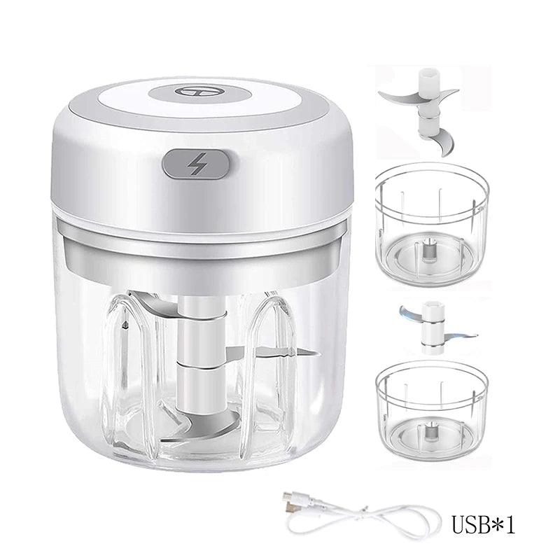 Electric Mini press Garlic Chopper - Rechargeable USB Masher with Powerful Lithium Battery, Easy Meat Grinder