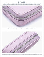 Portable Mini Leather Wallet With Mirror New Chinese Style Cow Leather Storage Bag For Coins And Earphones