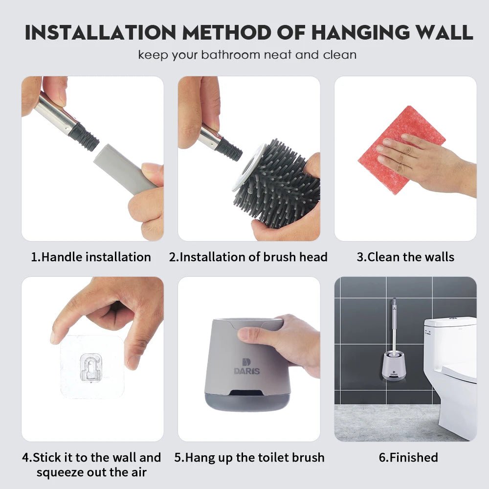 Long Handle Toilet Brush Silicone Toilet Brushes for BathroomToilet Cleaning Brush Bendable Silicone Brush Head - Motionshop