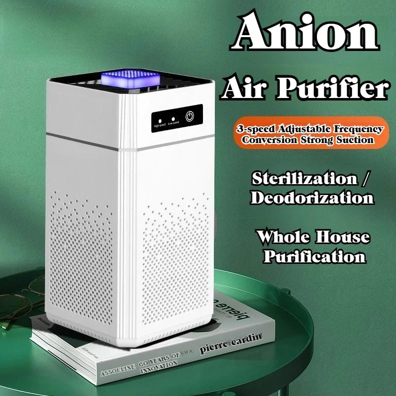 Air Purifier with Negative Ions Generator for Car Room Kitchen Smoke Odor Eliminator Harmful Gas Remover Replaceable Filter