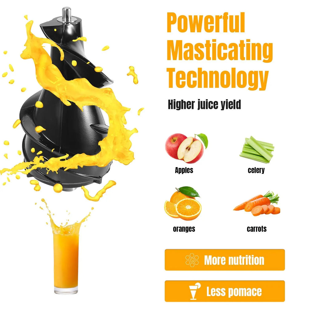 500W Multifunctional Juicer Cold Press Household Residue Separation Large Caliber Fruit and Vegetable Juice Extractor