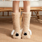 Women Non Slip Indoor Slipper Socks Fleece Lined Thick Warm Sleep Coral Velvet Home Floor Socks