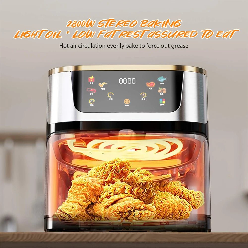 12L Air Fryer 2800W Stainless Steel Visible Large Capacity With Touch Screen