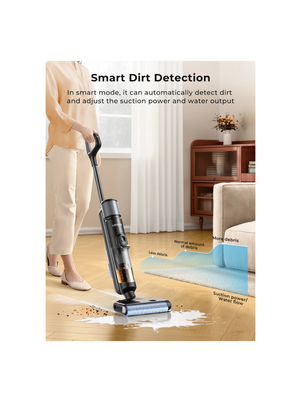 M3 Cordless Wet Dry Vacuum Cleaner Mop, Edge Cleaning 55min Auto Suction