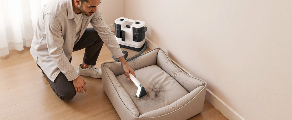 Powerful Carpet Cleaner 15kPa Lubluelu V6 w/ 1.75L Dual Tanks, 5M Cord 1.7M Hose - Deep Clean Sofa Mattress Car Seat Pet Stains