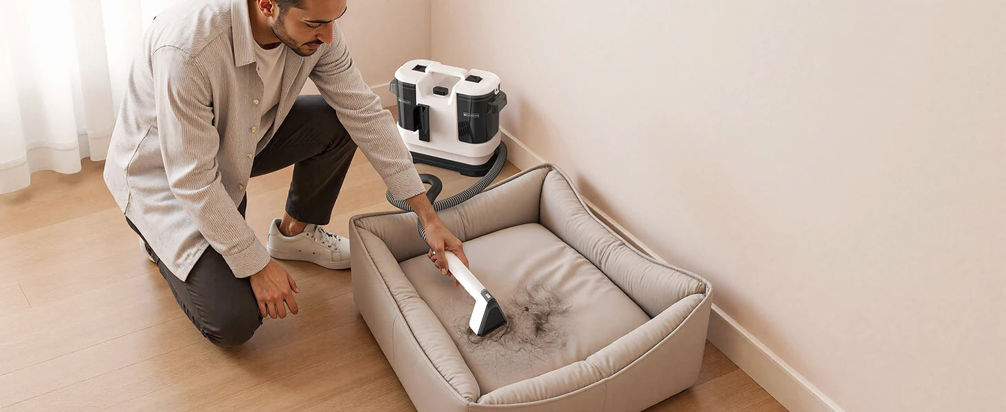 Powerful Carpet Cleaner 15kPa Lubluelu V6 w/ 1.75L Dual Tanks, 5M Cord 1.7M Hose - Deep Clean Sofa Mattress Car Seat Pet Stains