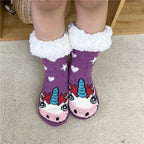 Thermal Winter Warm Slipper Socks Non Slip Grip Fluffy Fuzzy Slipper Socks Short Furry Monkey