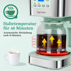 Coffee Maker with Timer, 1.5L Filter Coffee Maker, 12 Cups, Automatic Shut-Off, Drip Stop, Reusable Filter