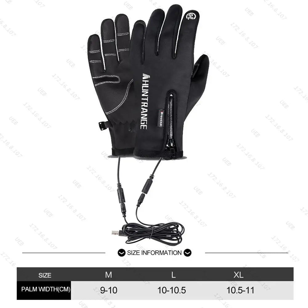 Electric Heated Gloves Winter Warm Ski Gloves Winte Hand Warmer USB Touch Screen Moto Anti-Slip Glove For Outdoor Hiking Skiing