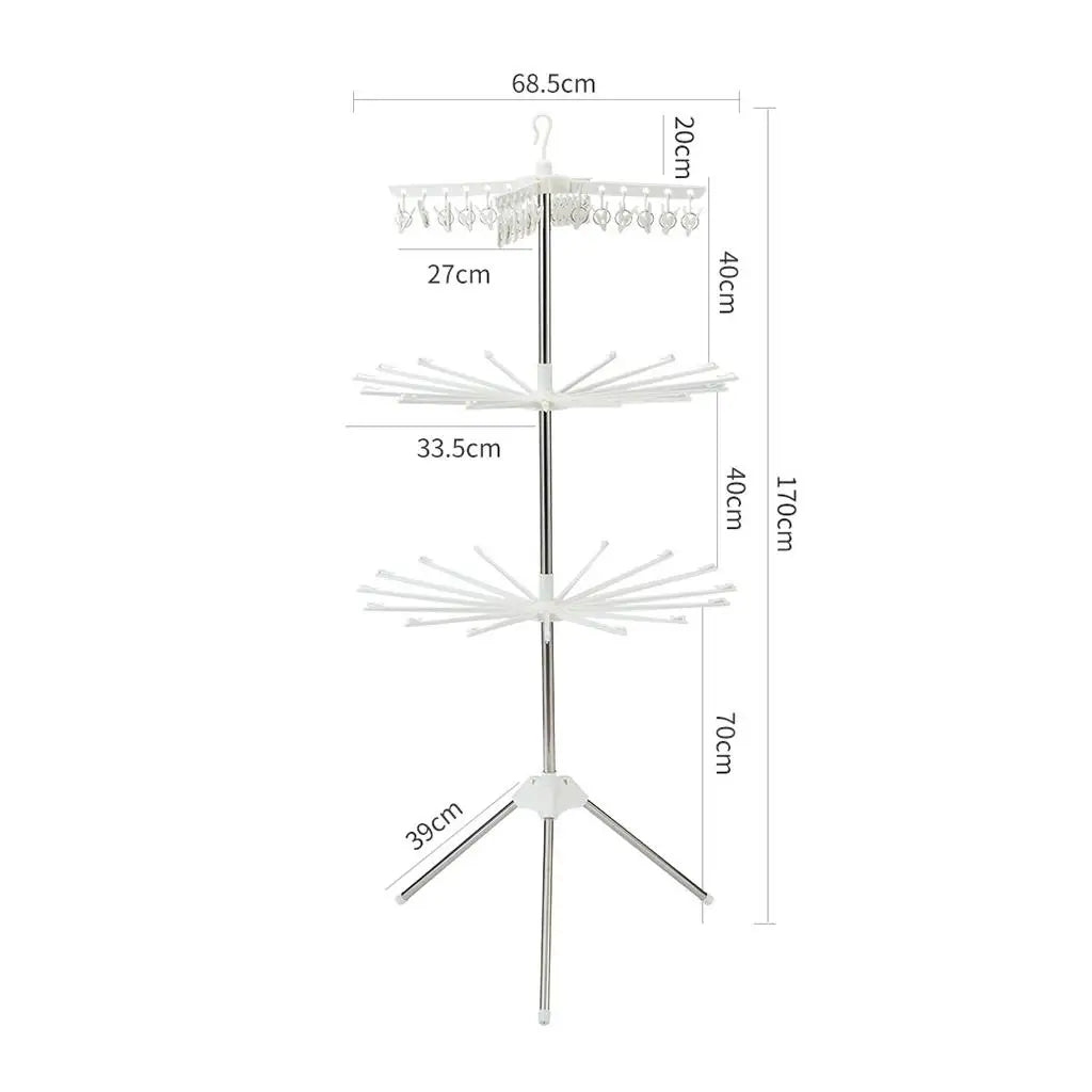 Foldable Clothes Drying Rack Stainless Steel Stand Adjustable Garment Clothing Hanger for Indoor Outdoor Portable Clothes Rack