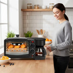 Multifunctional Breakfast Machine 3 in 1 Breakfast Maker Coffee Machine, Breakfast Station with 600 ml Coffee Maker +9 L Oven +Frying Pan, Toasters Breakfast Maker for Home Office