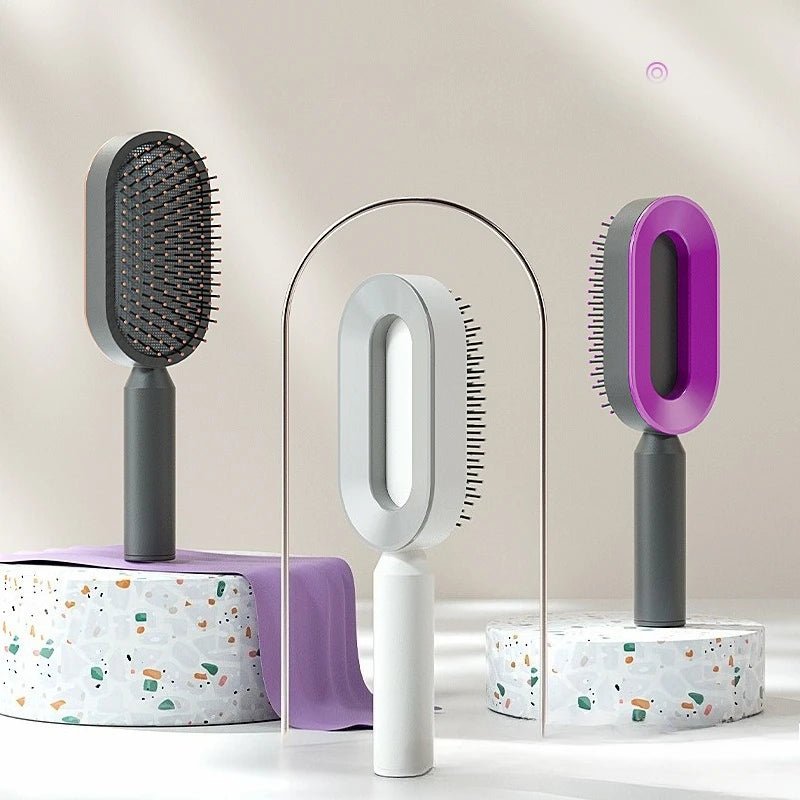 One-key Press Type Airbag Massage Comb Wet & Dry Detangler Hair Brush Durable for Women's Long Hair for Household Hair Care Gift