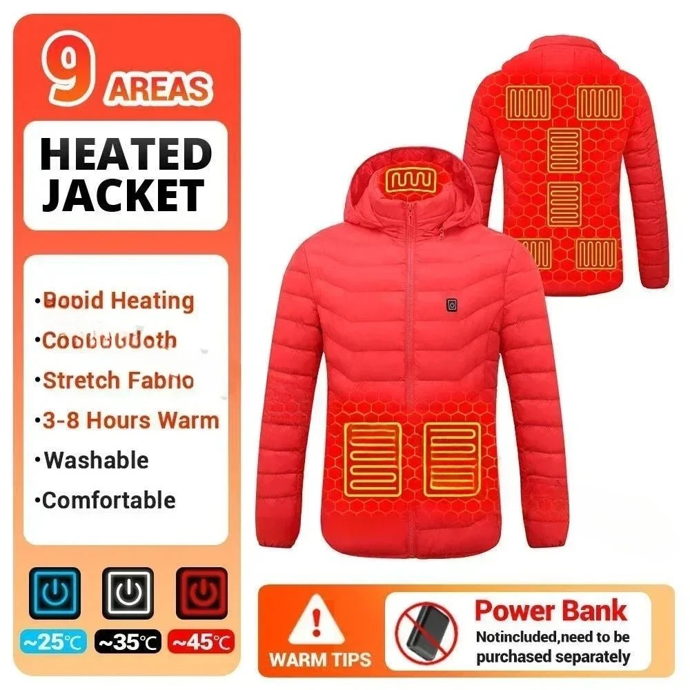 Men Winter USB Electric Heated Coat Functional Self Heating Clothes