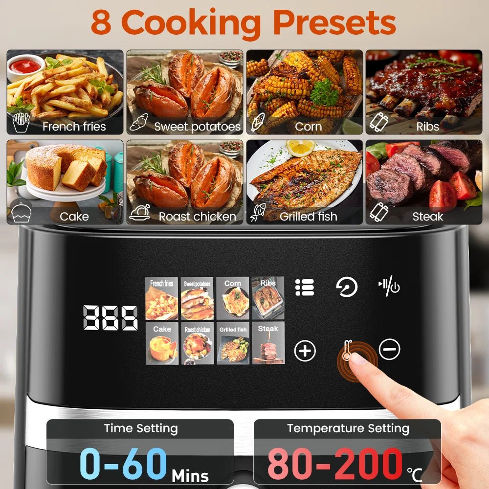 5.5L Hot Air Fryer 8-in-1 Electric Hot Oven with LED Screen