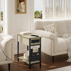 Side Table Sofa Coffee Table with Charging Station Bag Nightstand with 2 USB Ports 2 Sockets Folding Top End Table for Bedroom