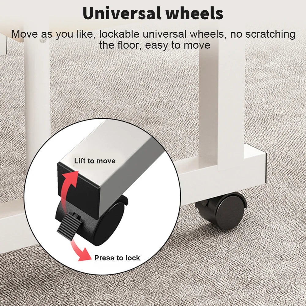 Adjustable Laptop Desk with Wheels Movable Bedside Table Liftable Computer Desk Bedroom Office Portable Study Table
