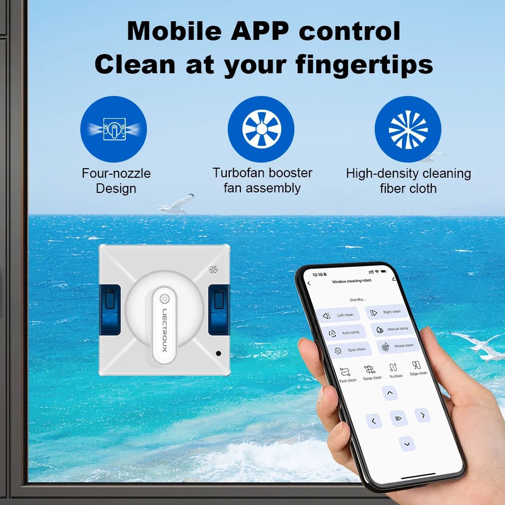 Window Vacuum Robot Cleaner, 4-Way Spray, Updated Laser,Glass Wall Washing