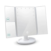 Touch Screen Trifold Cosmetic Makeup Mirror with Lights Women Gift