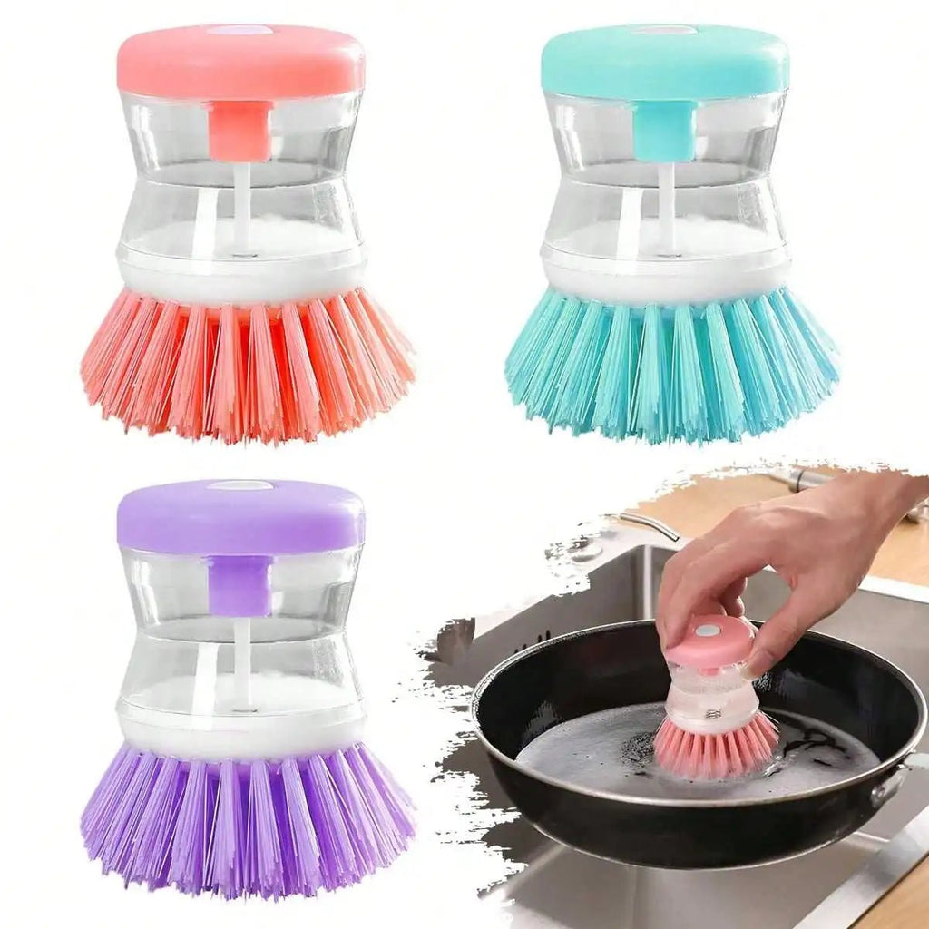 2 IN 1 Dish Brush with Soap Dispenser Multi Use Universal Kitchen Dish Palm Scrub