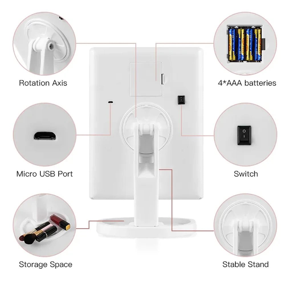 Touch Screen Trifold Cosmetic Makeup Mirror with Lights Women Gift