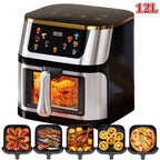 12L Air Fryer 2800W Stainless Steel Visible Large Capacity With Touch Screen