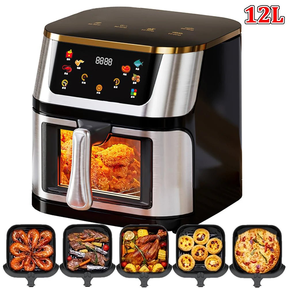 12L Air Fryer 2800W Stainless Steel Visible Large Capacity With Touch Screen