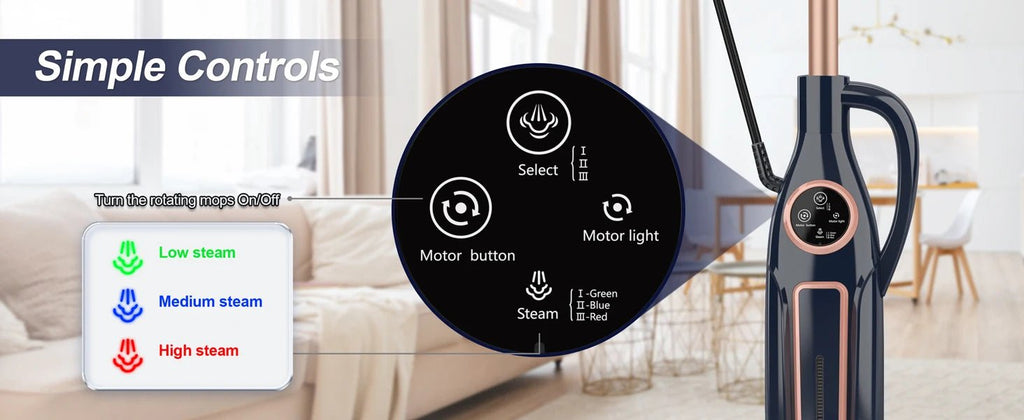 Steam Vacuum Mop, 1200W 8 in 1 Rotary Pads, 15 Seconds Fast Heating, Steam Mop for Kitchen,Carpet, Hardwood Floor