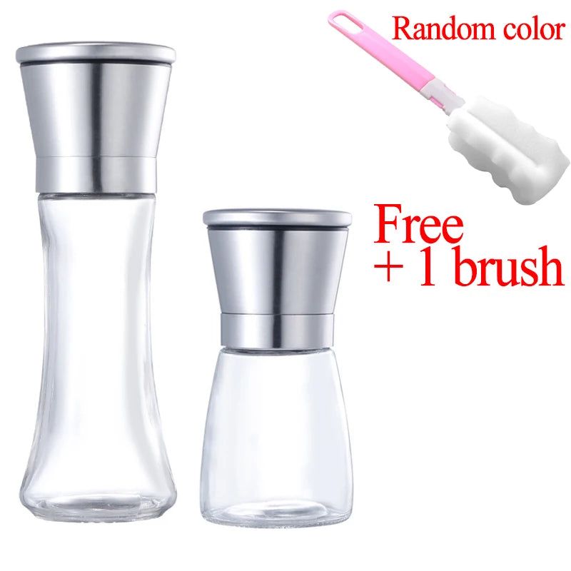 Stainless Steel Mill Glass Body Spice Salt and Pepper Grinder - Motionshop