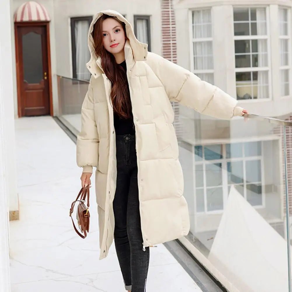 Puffer Jacket Polyester Hooded Jacket Women's Long Puffer Jacket