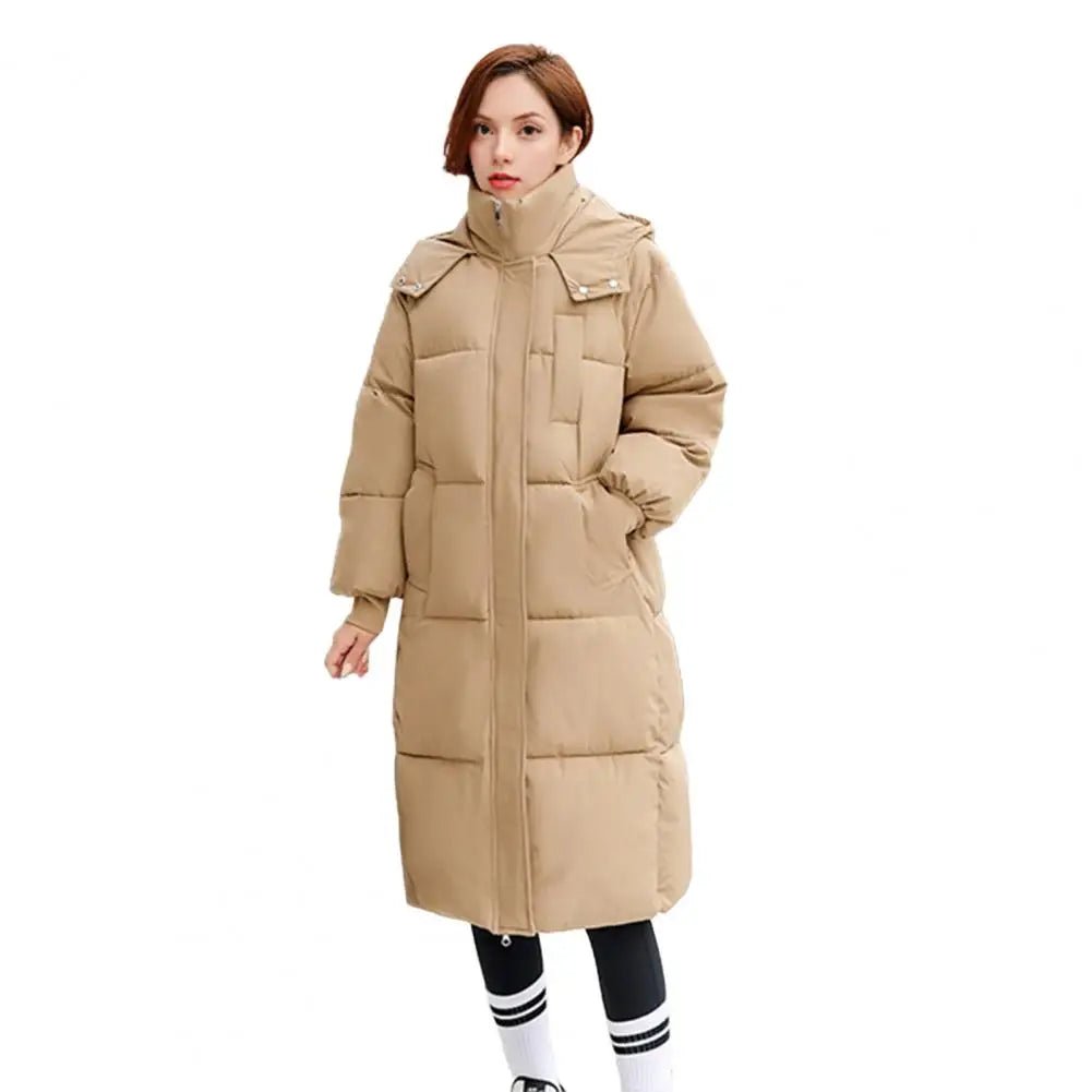 Puffer Jacket Polyester Hooded Jacket Women's Long Puffer Jacket