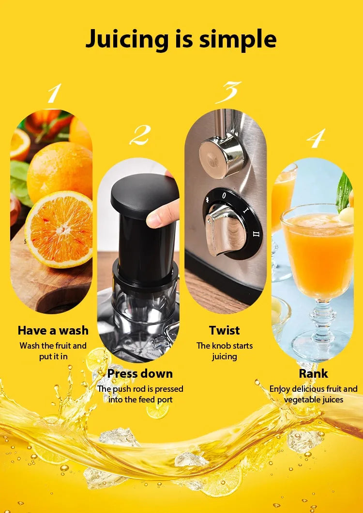 Heavy-Duty Juicer Machine Juicer With 3-Inch Big Mouth For Whole Fruits And Vegetables Juice Centrifuge with 2 Speed Settings