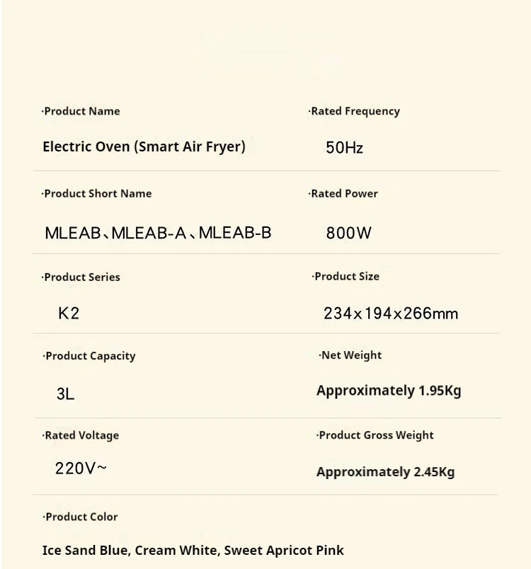 Large capacity electric oven with air fryer, beige French fry maker, gift visible fryer