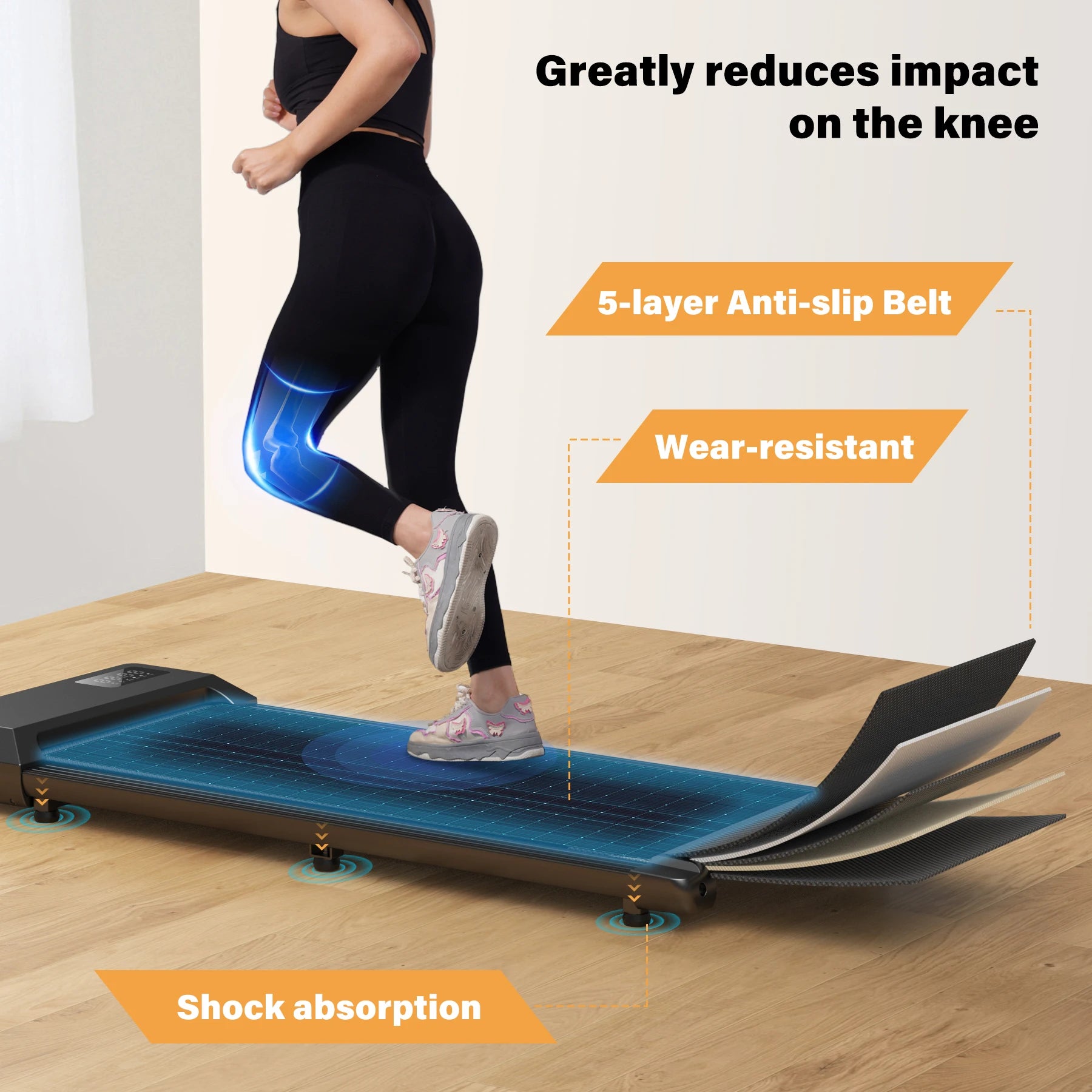 Walking Treadmill,2.5HP Motor,Anti-Slip Shock Absorption,Mini Treadmill for Home Office Remote Control Walkingpad Exercise