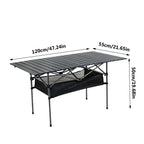 Foldable Camping Table Carbon Steel Picnic Table with Storage Mesh Bag Portable Outdoor BBQ Desk for Beach Backyard Party Games