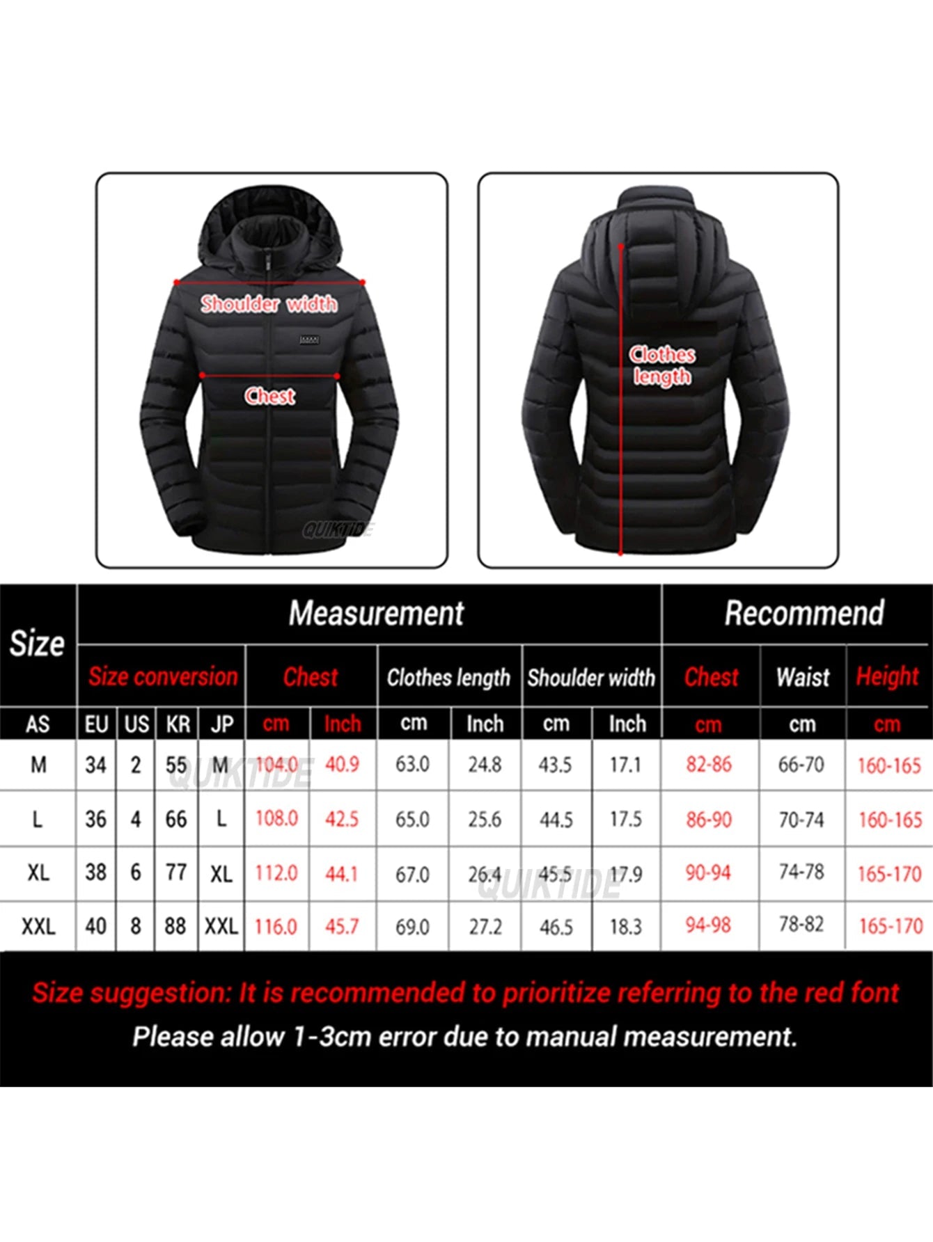 Smart Heating Jacket heating zone, 4 Switches, 3 temperature options