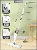 Spray Mop With Reusable Microfibers Pads 360° Rotation Floor Cleaning Mop 500ML Big Capacity Square Triangle Bottle
