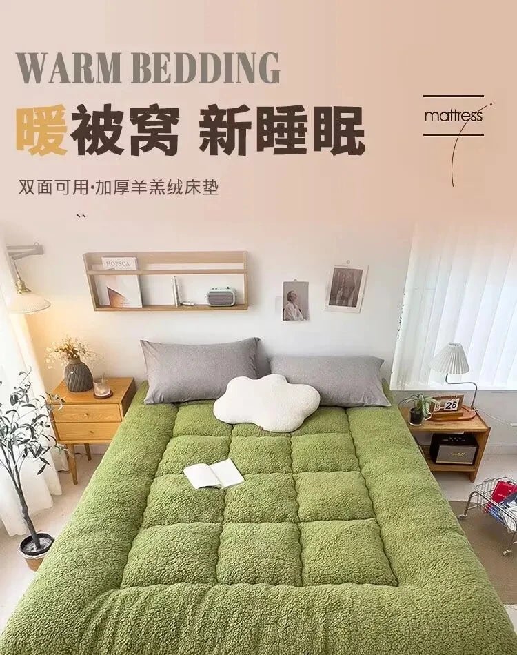Mattress Topper Warm Lamb Fleece Mattress Upholstered Bed Winter Student Dormitory Sleeping Pad Single Double Floor Mat
