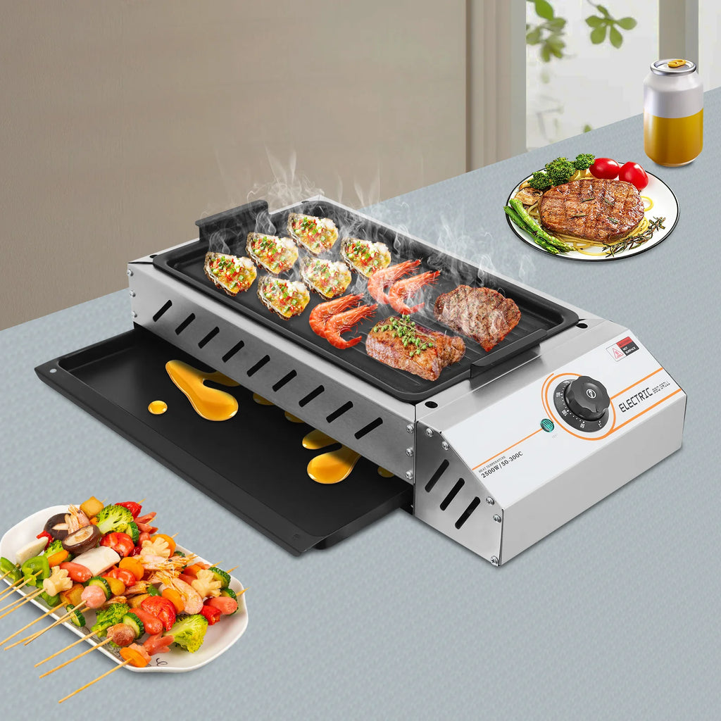 2500W BBQ Grill, Electric Barbecue Grill, Adjustable Temp Electric Griller
