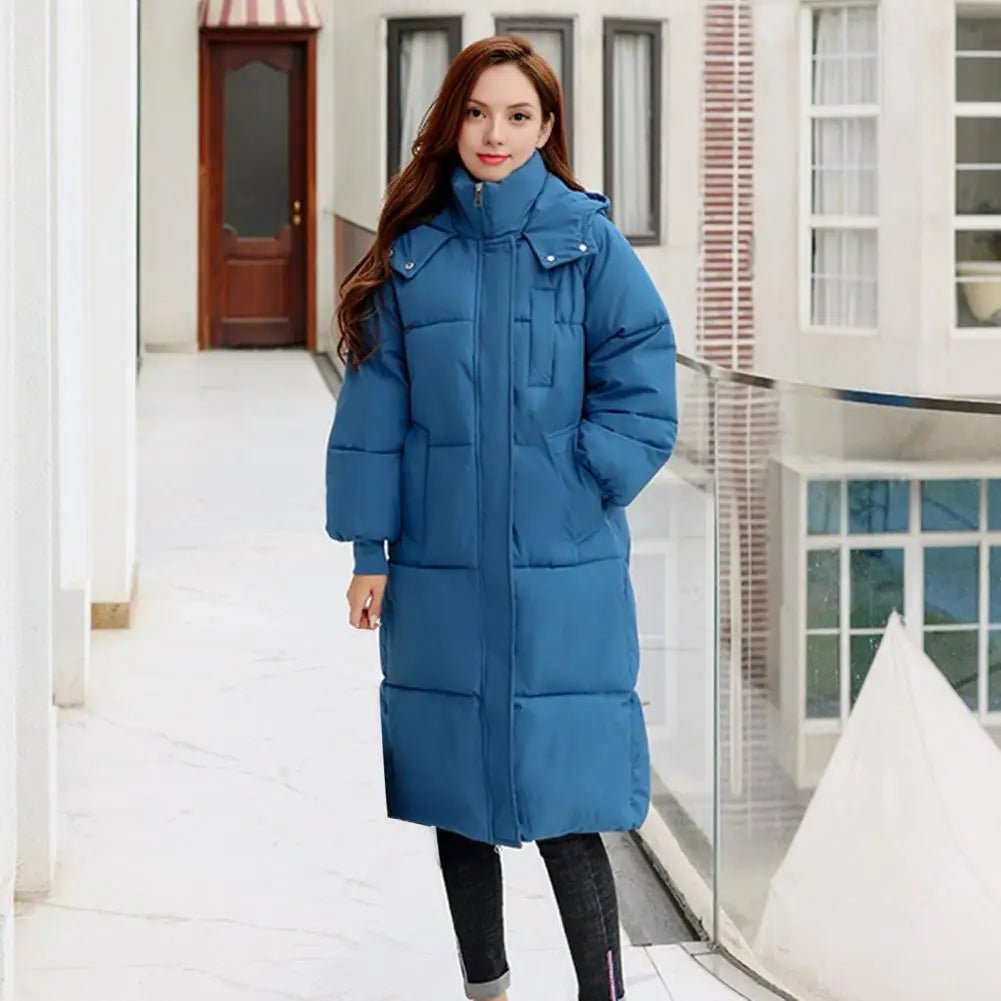 Puffer Jacket Polyester Hooded Jacket Women's Long Puffer Jacket