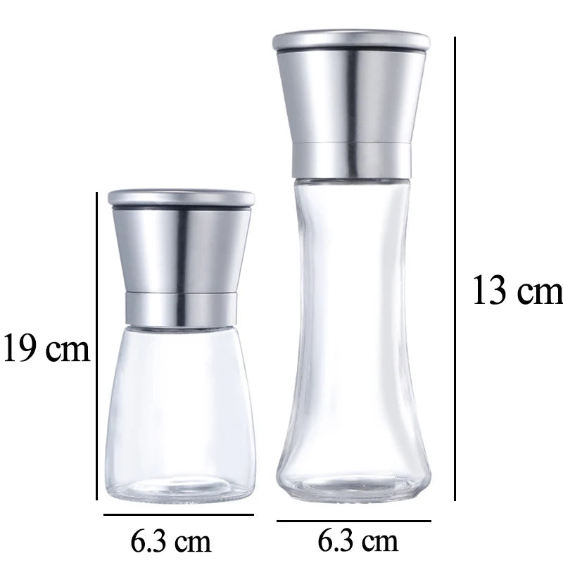 Stainless Steel Mill Glass Body Spice Salt and Pepper Grinder - Motionshop