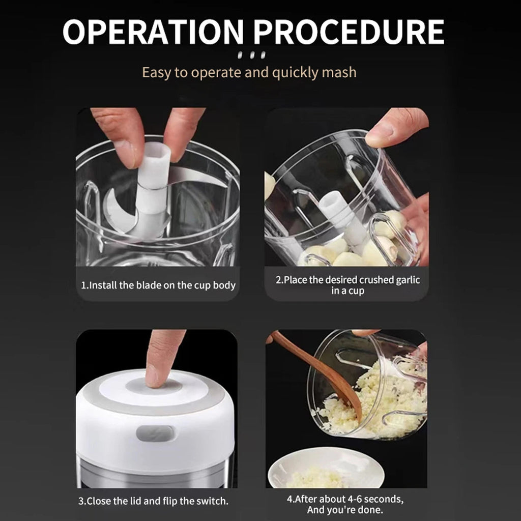 Electric Mini press Garlic Chopper - Rechargeable USB Masher with Powerful Lithium Battery, Easy Meat Grinder