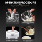 Electric Mini press Garlic Chopper - Rechargeable USB Masher with Powerful Lithium Battery, Easy Meat Grinder