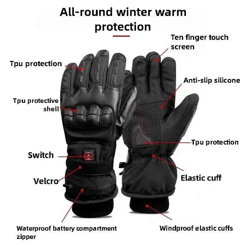 Electric Heated Gloves 5-7.4V Winter Waterproof Ski Gloves Warm Men Women Snow Warm Cycling Gloves Cold Weather Driving Biking